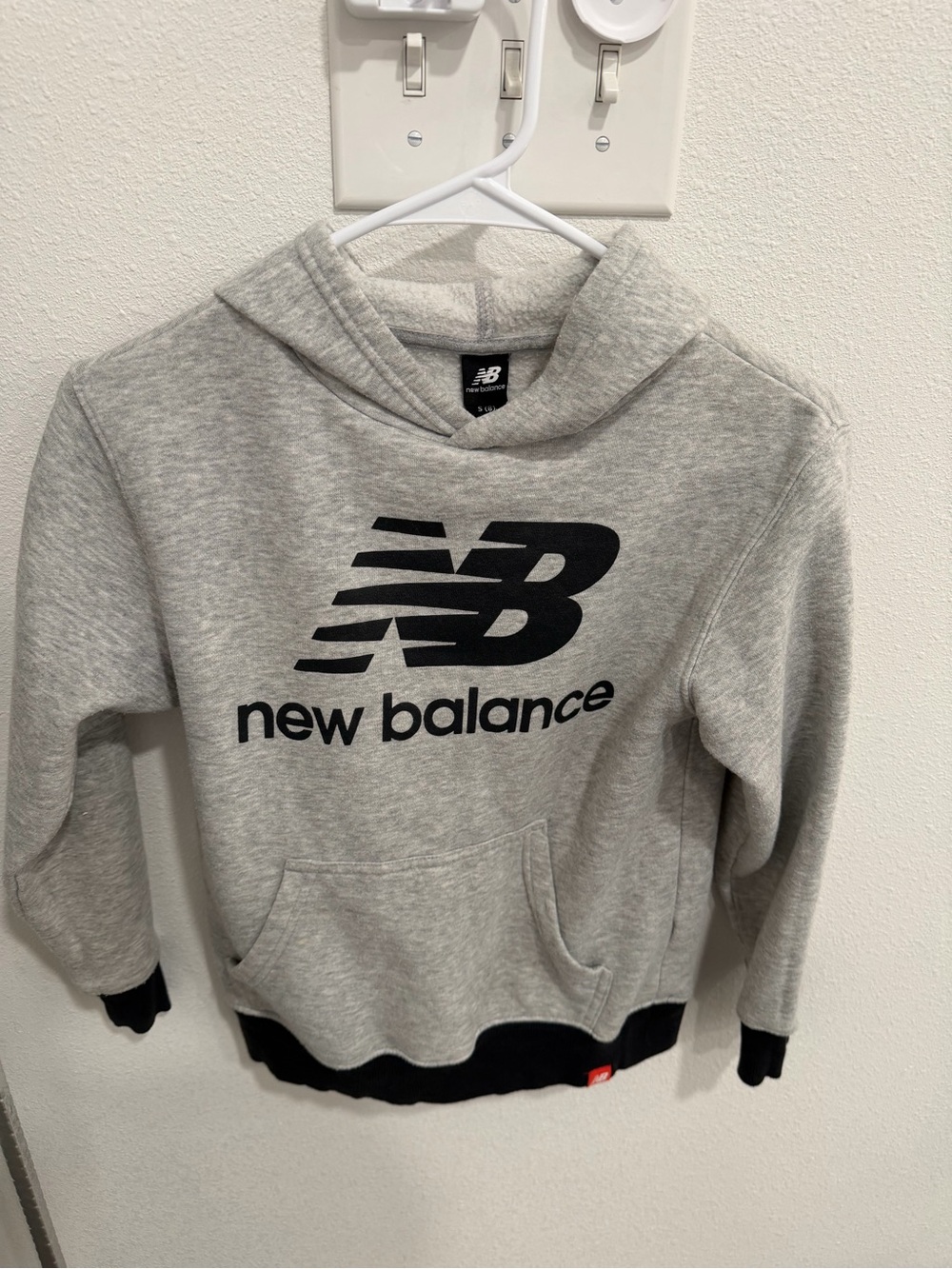 New Balance Gray Hoodie with Black Logo - Kids Pullover